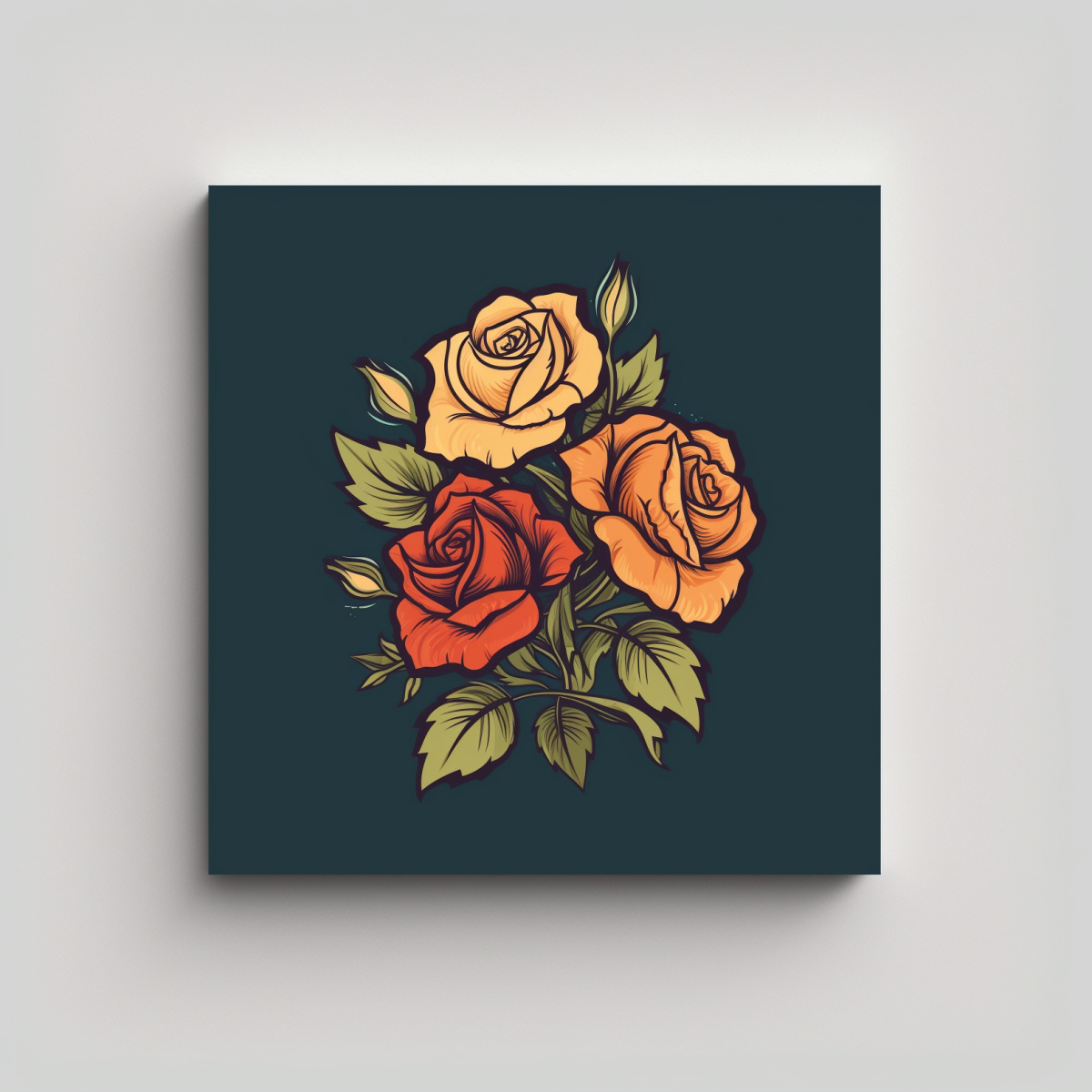 composici-n-cultural-de-arte-de-pared-dise-o-retro-con-tema-de-rosas