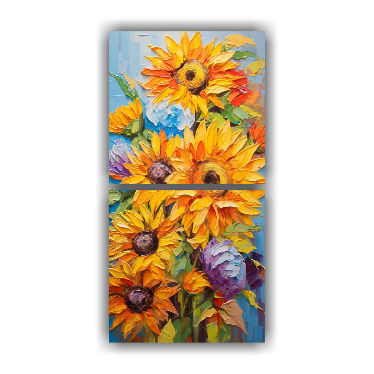 composiciones-hermoso-exuberantes-con-girasoles-de-colores-vibrantes-en-lienzo-i