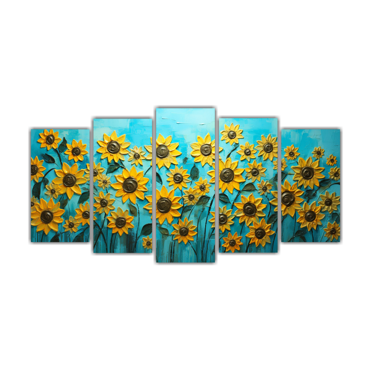 composiciones-vanguardia-vida-cuadro-de-girasoles-turquesa-en-lienzo-
