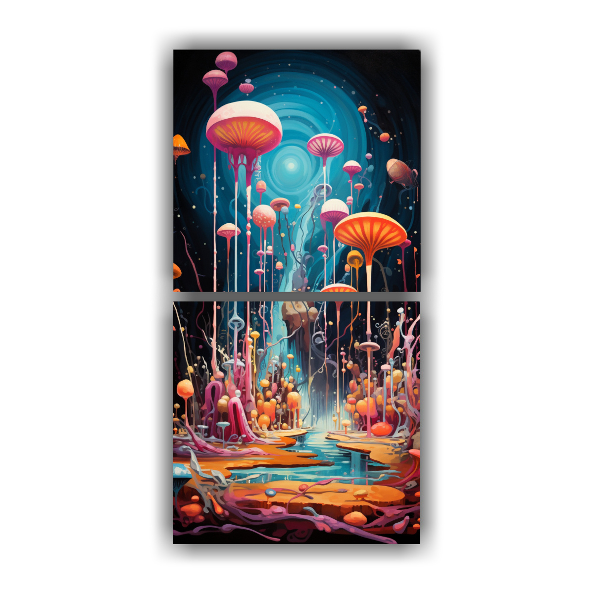 conjunto-2-cuadros-lienzo-dise-o-riqueza-visual-sue-os-abstractos-caprichosos-con-islas-flotantes