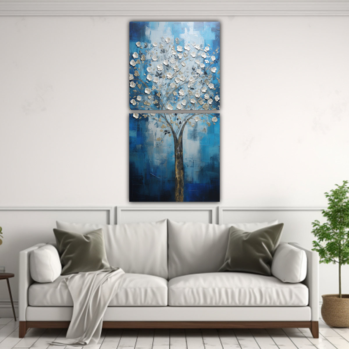 conjunto-2-lienzos-de-tela-tema-floral-rbol-azul-y-plateado-decorativos-1