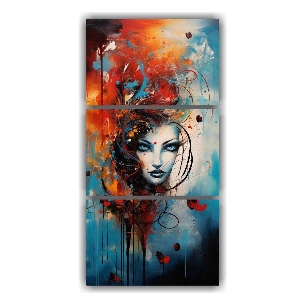 conjunto-3-composiciones-creativas-de-armon-a-abstracta-con-retrato-de-un-coraz-n-salvaje