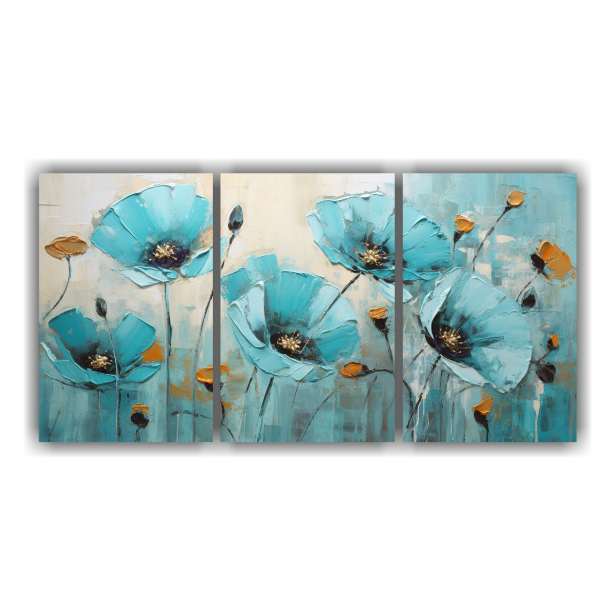 conjunto-3-cuadros-inspirador-en-estilo-multicolor-con-flores-de-amapolas-turquesas