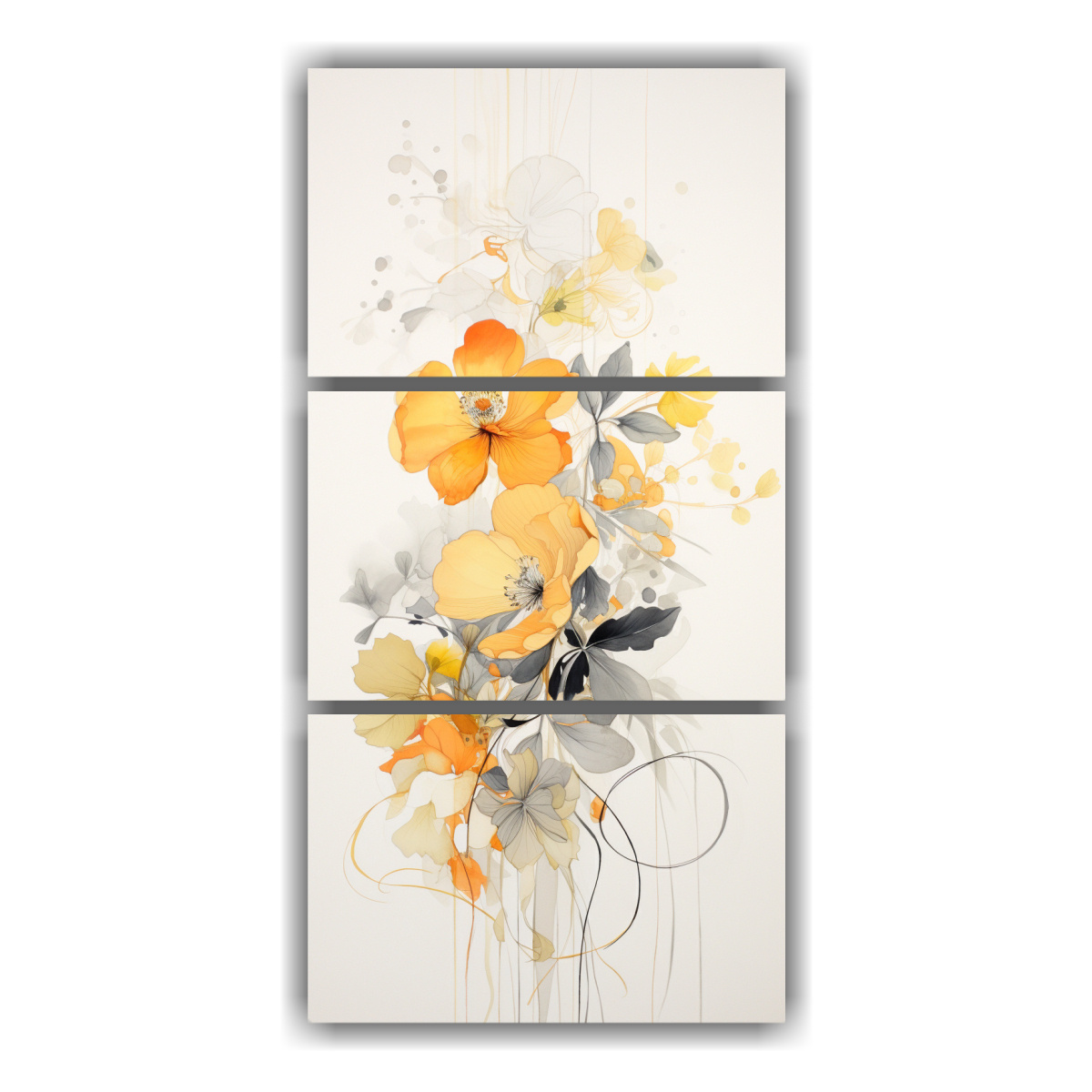 conjunto-3-lienzos-tela-modernos-intenso-dibujo-floral-acuarela-en-blanco