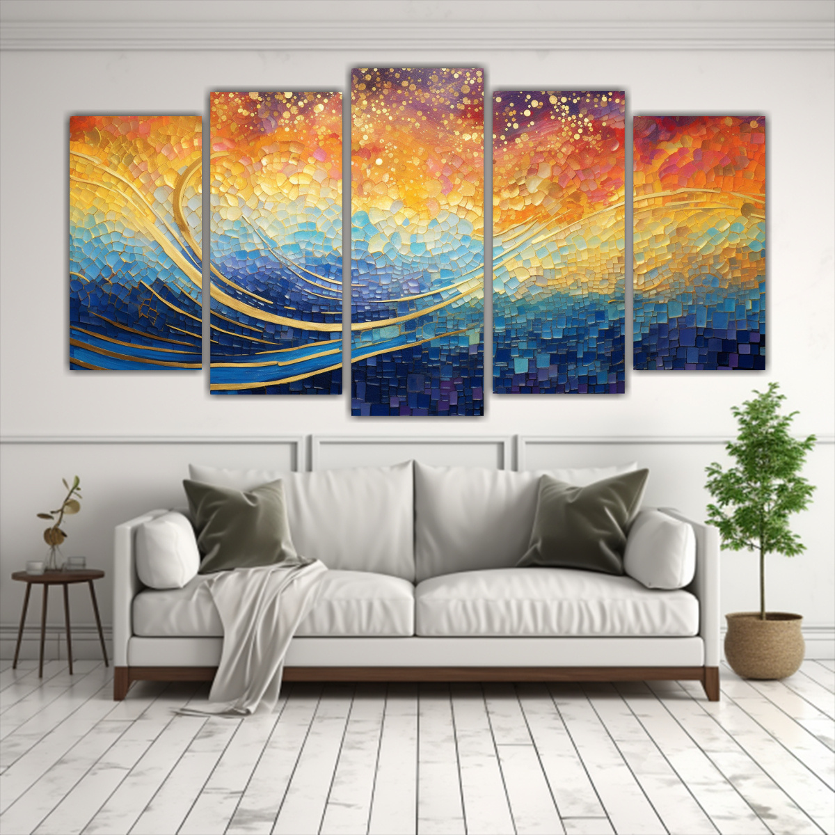 conjunto-5-cuadros-colores-detalles-luminosos-puntos-detalles-intrincados-1