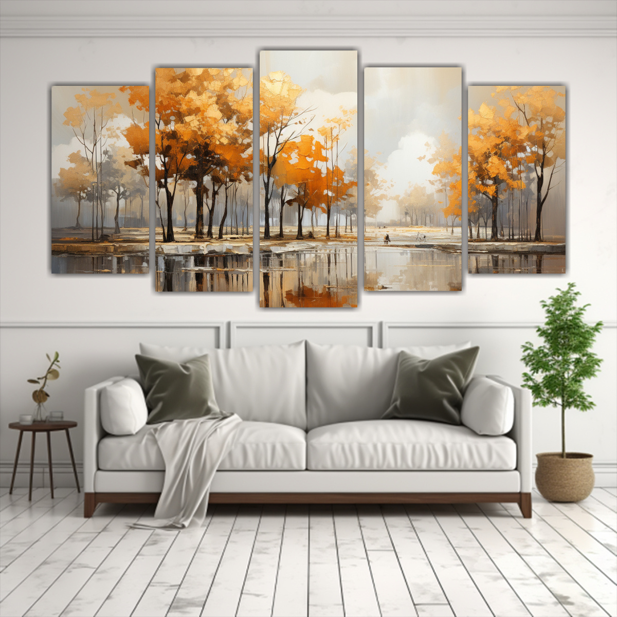 conjunto-5-cuadros-decoraci-n-esquema-pintura-abstracta-de-rboles-en-plata-y-oro-1