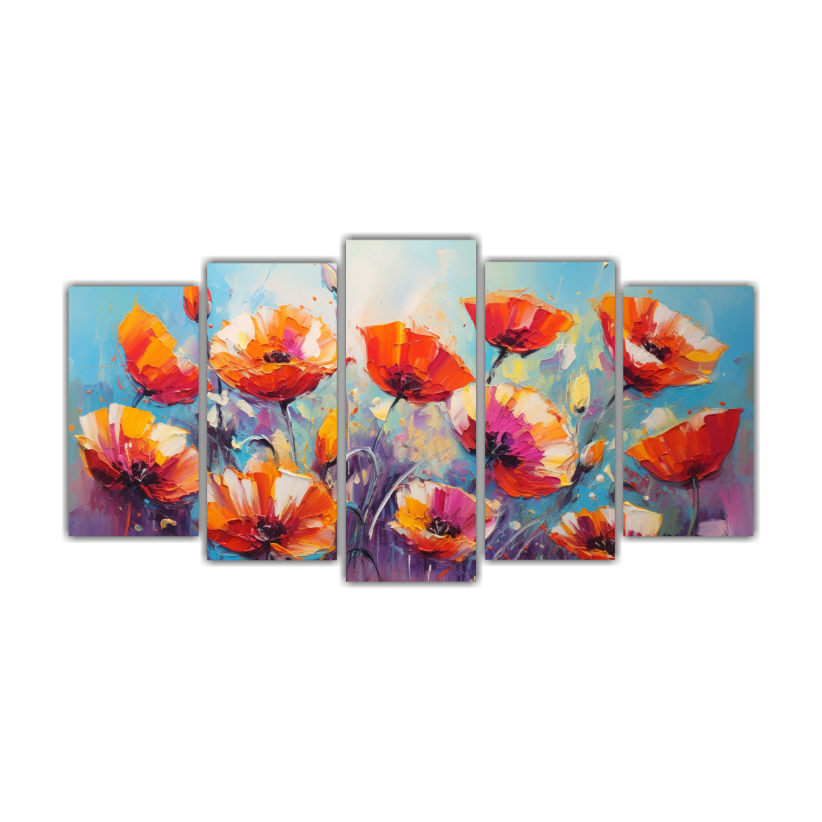 conjunto-5-cuadros-fotograf-a-tem-tica-de-coloridos-vibrantes-amapolas-en-lienzo