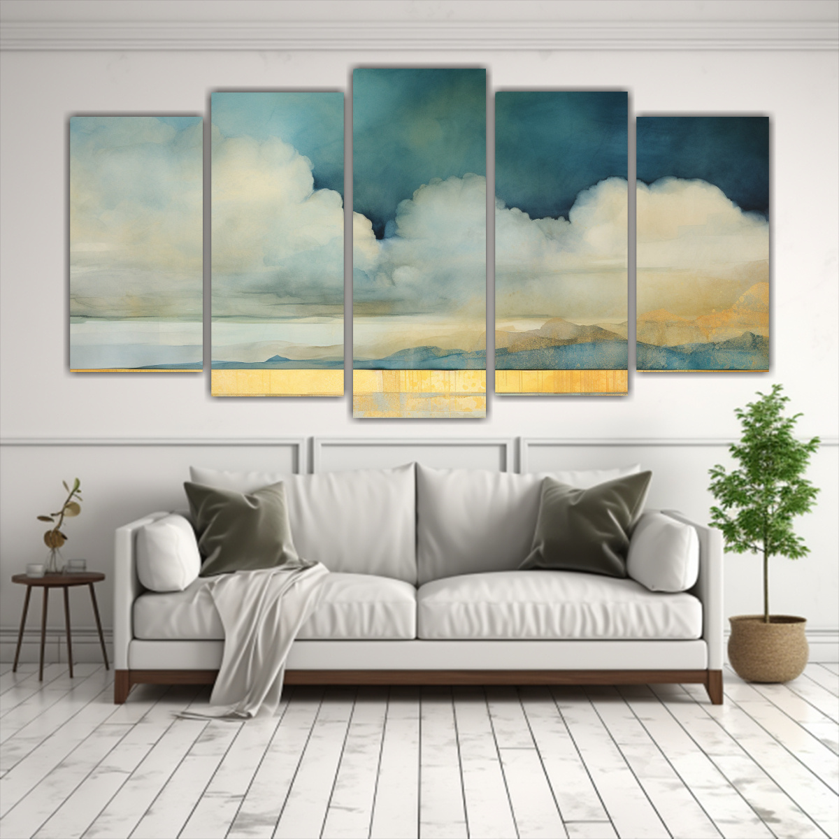 conjunto-5-cuadros-horizontal-pintura-vida-con-arco-iris-en-tonos-turquesa-y-dorado-acuarela-1