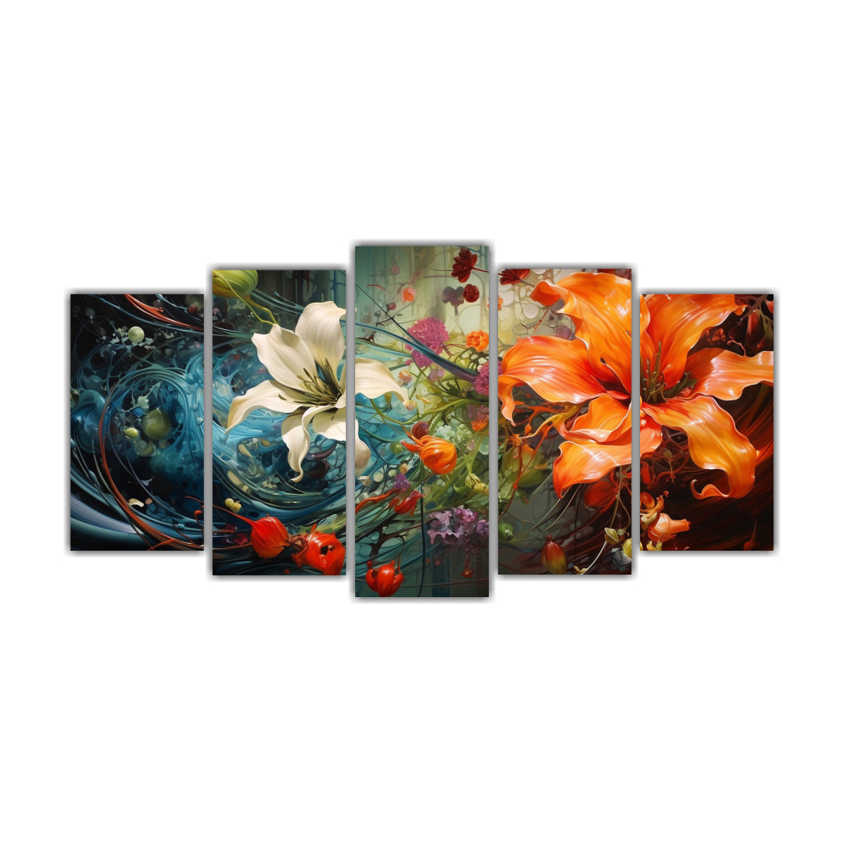 conjunto-5-cuadros-tela-c-lidos-flores-abstractas
