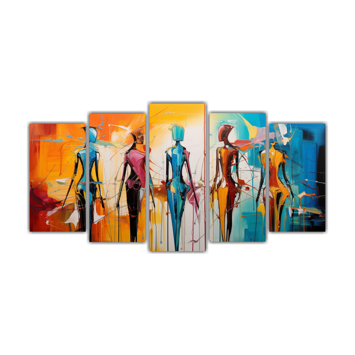 conjunto-5-cuadros-tela-elegantes-con-colores-abstractos