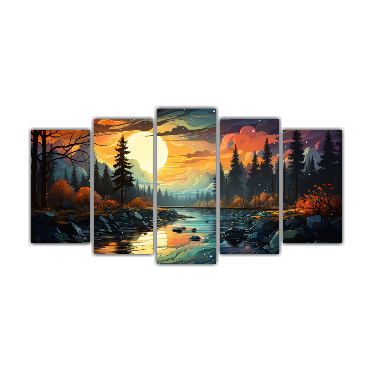 conjunto-5-lienzos-abstractos-inspirados-en-colores-de-bosque