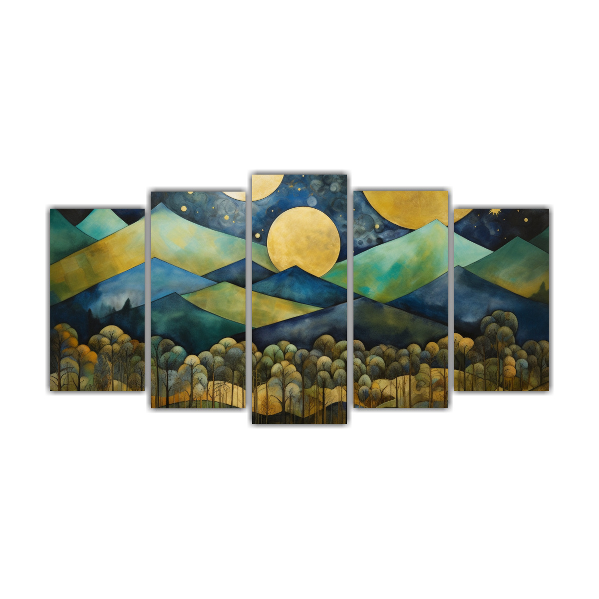 conjunto-5-lienzos-dibujo-monta-as-nocturnas-rboles-abstractos-pinturas-decoraci-n-visual-riqueza