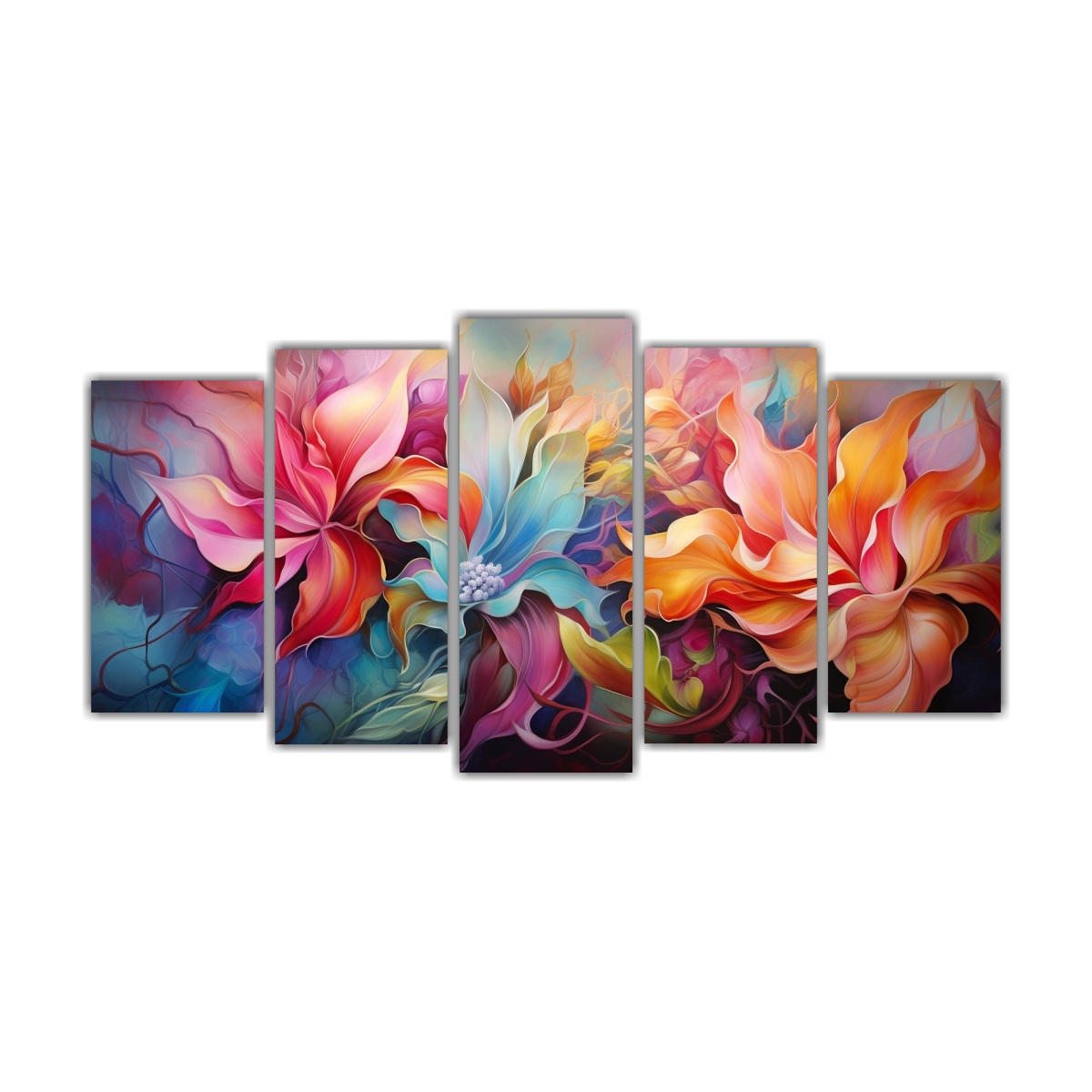 conjunto-5-lienzos-tela-modernos-flores-y-alegr-a