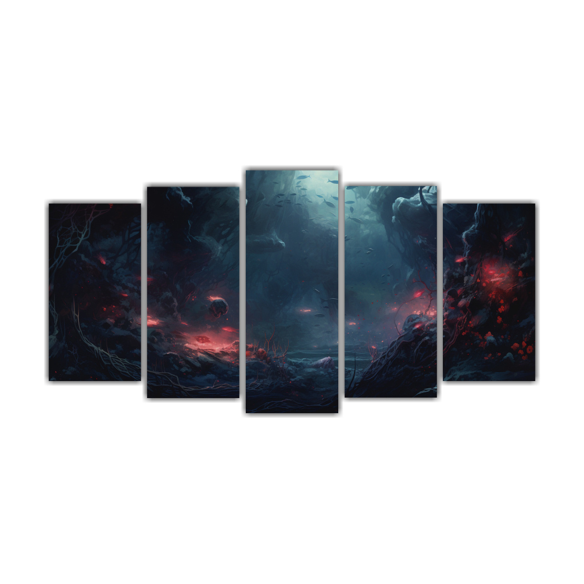 conjunto-5-telas-en-tonos-refinados-abstractos-de-los-misterios-del-oc-ano-profundo