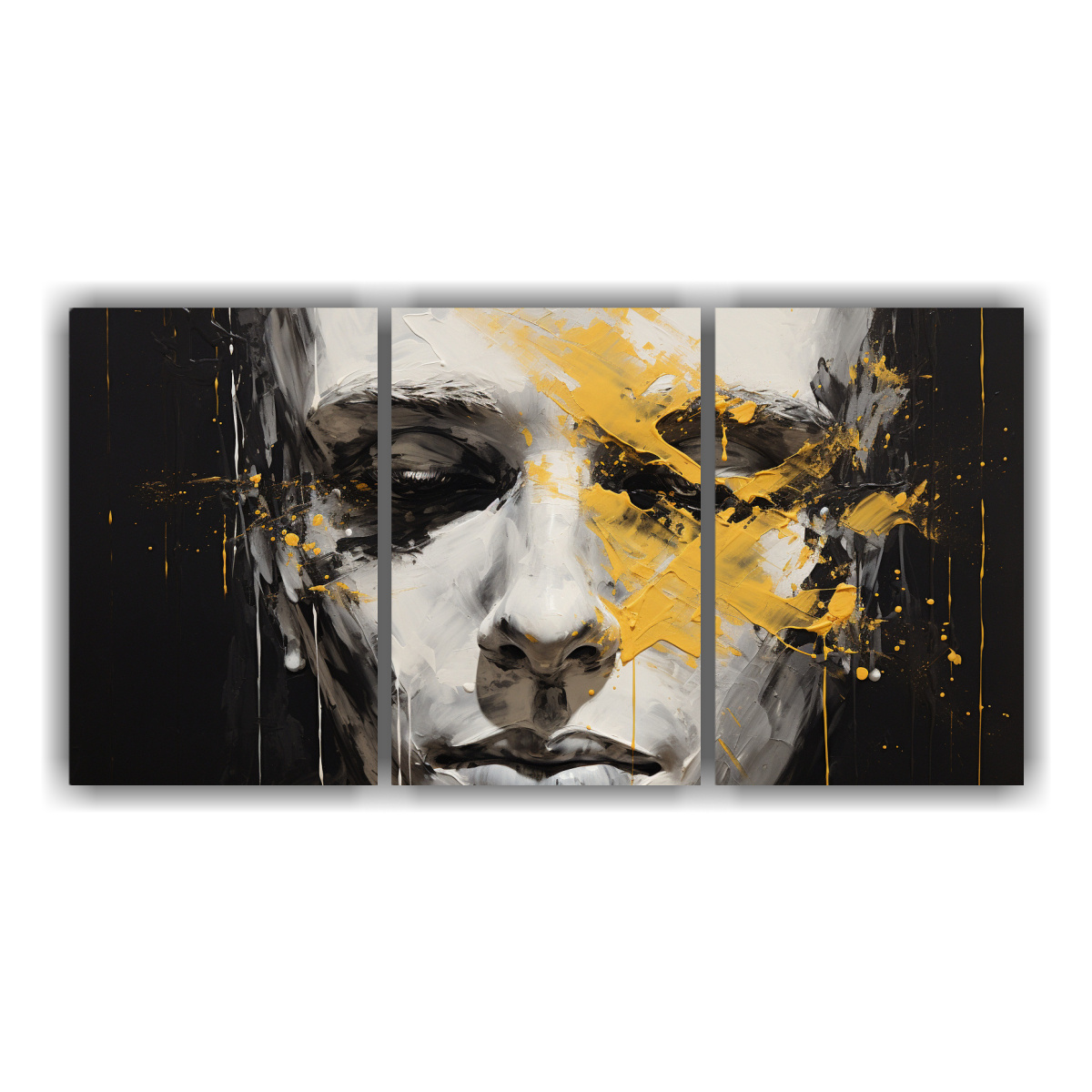 conjunto-de-3-telas-en-bastidor-estilo-galer-a-contornos-faciales-y-salpicaduras-plateadas-y-amarillas-para-decoraci-n-de-pared