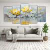 conjunto-de-5-cuadros-acuarela-estilo-loto-amarillo-en-lienzo-1