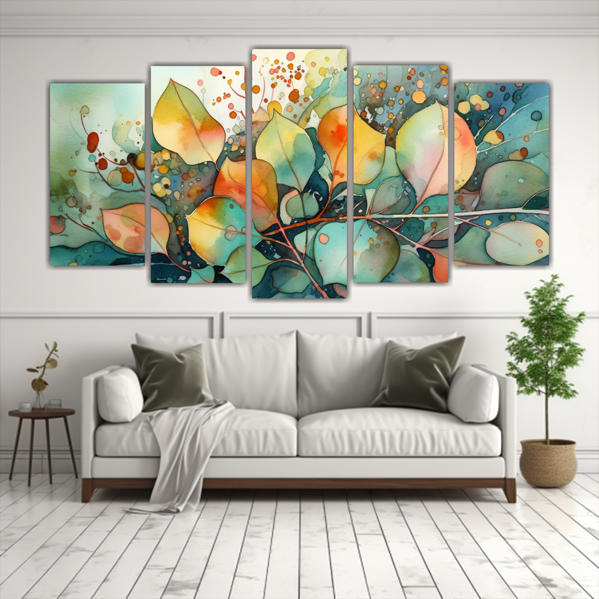 conjunto-de-5-cuadros-con-colores-vibrantes-de-hojas-de-eucalipto-en-acuarela-intensa-1