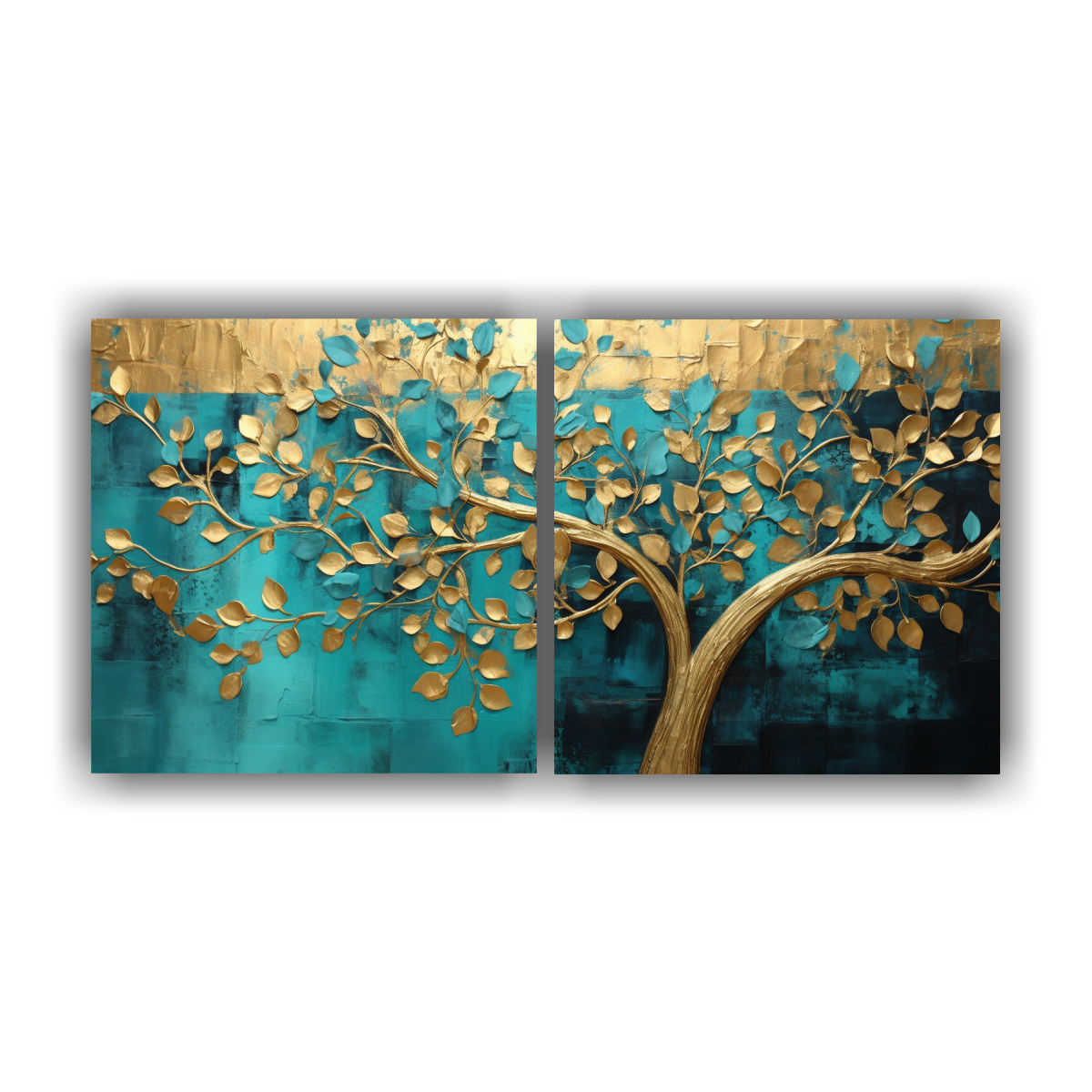conjunto-de-arte-gr-fico-imagen-de-rbol-en-turquesa-y-oro-en-pinturas-de-decoraci-n