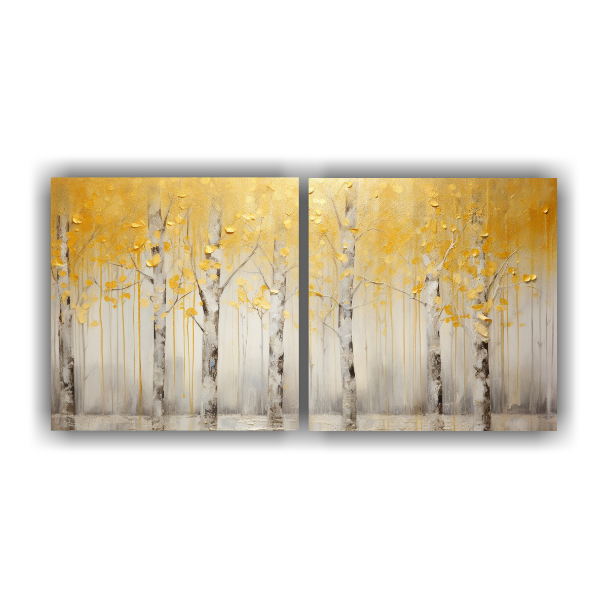 conjunto-de-pinturas-florales-en-amarillo-y-plata-en-estilo-bastidor