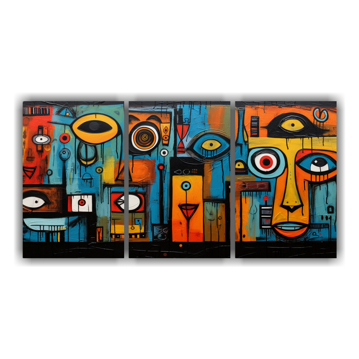 cuadro-abstracta-inspirada-en-arte-brut-con-rayas