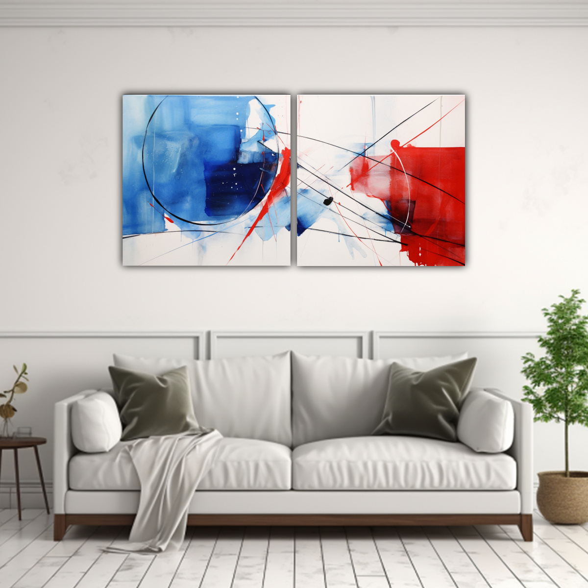 cuadro-abstracto-de-la-bandera-noruega-en-dos-telas-1