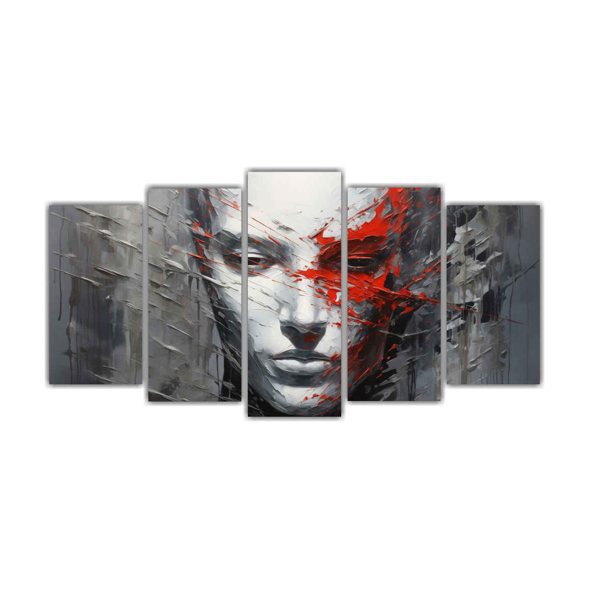 cuadro-abstracto-de-lienzo-con-contornos-faciales-y-salpicaduras-plateadas-y-rojas