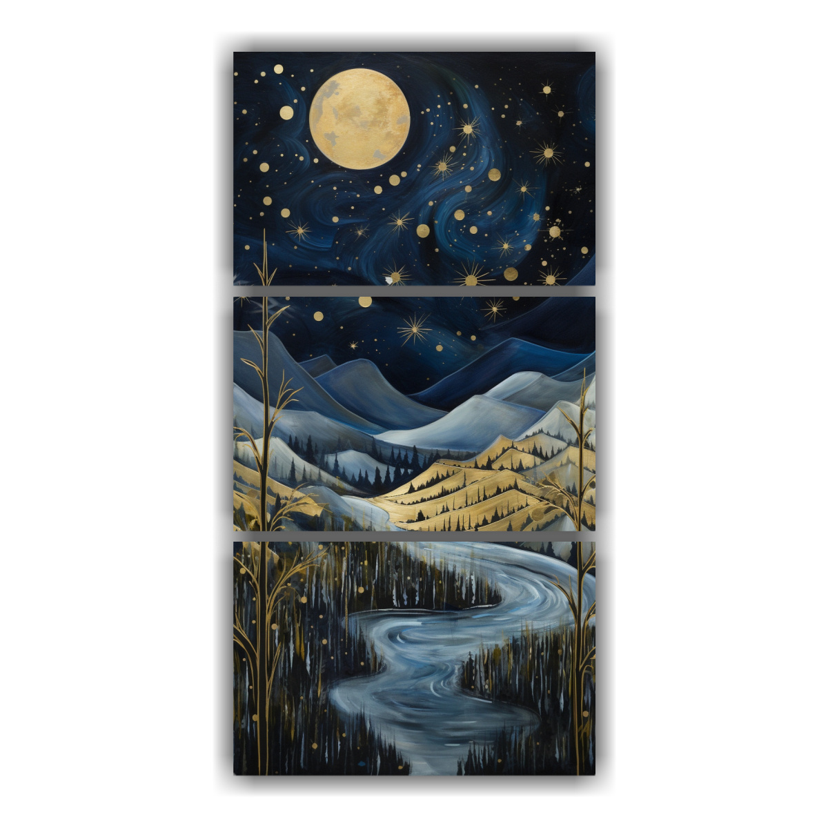 cuadro-abstracto-de-monta-as-nocturnas-con-oro