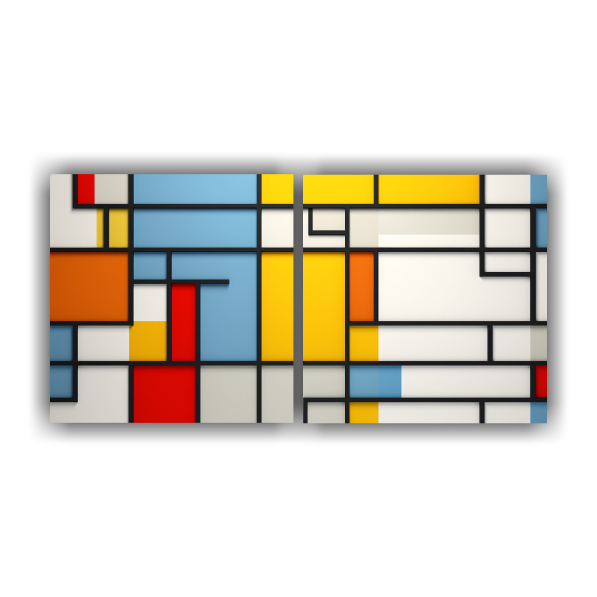 Cuadro Abstracto Geom Trico Estilo Mondrian Nico En Lienzo Decocuadros