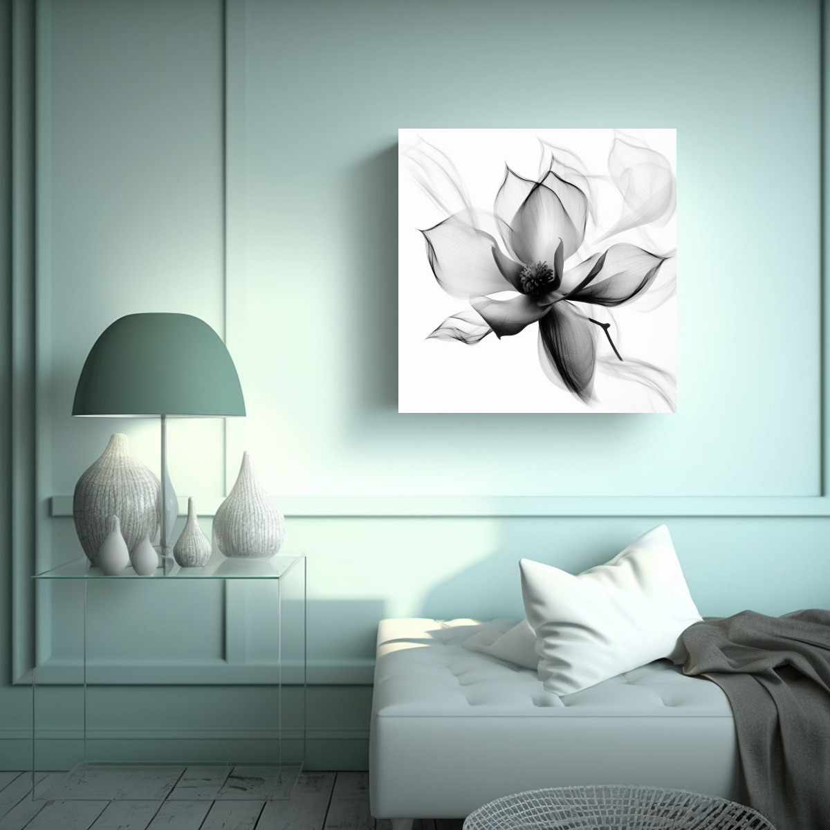 cuadro-abstracto-lineal-de-flor-magnolia-en-blanco-y-negro-1