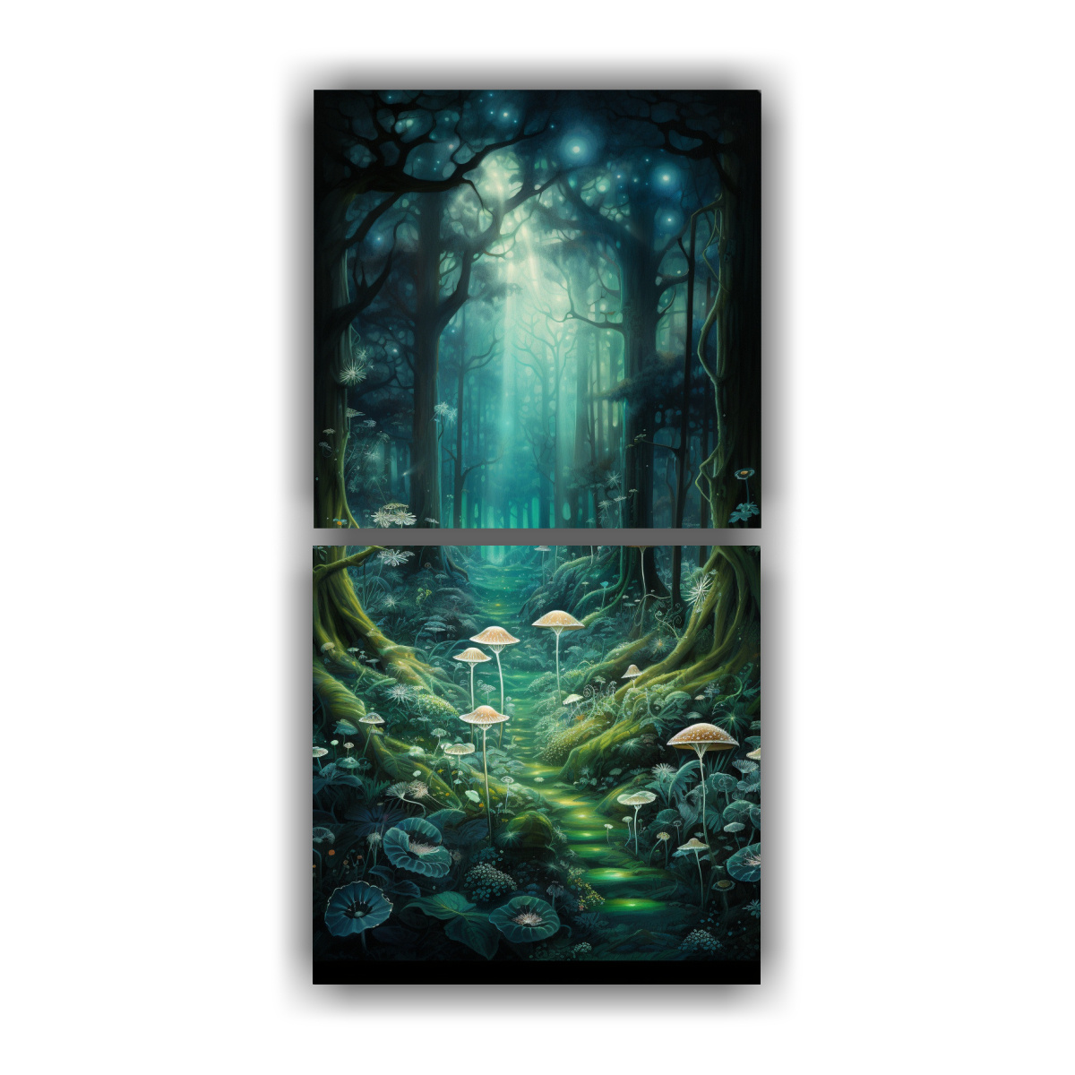 cuadro-abstracto-moderno-de-un-bosque-m-stico-habitado-en-lienzo