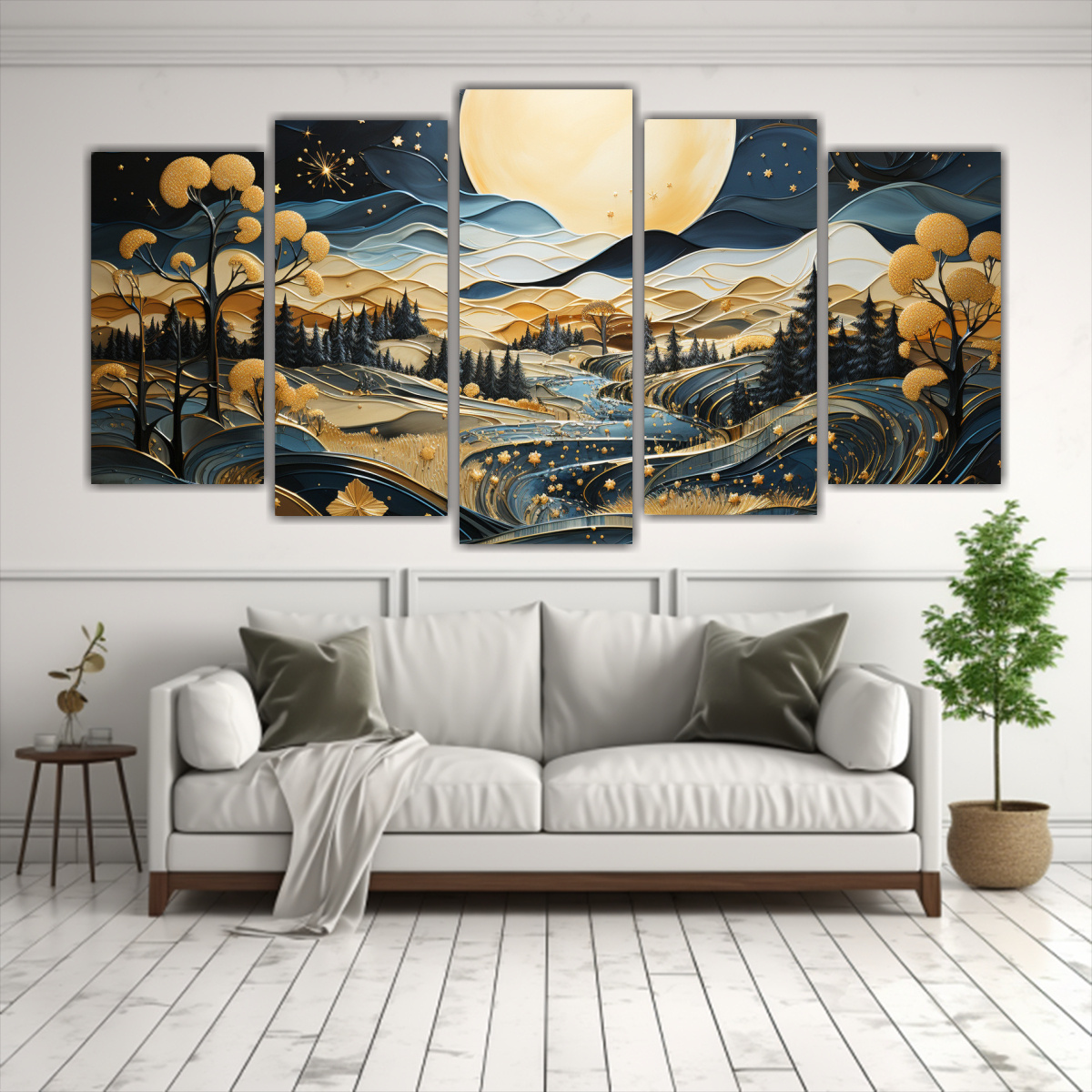 cuadro-abstracto-multicolor-de-5-piezas-con-luna-y-monta-as-1