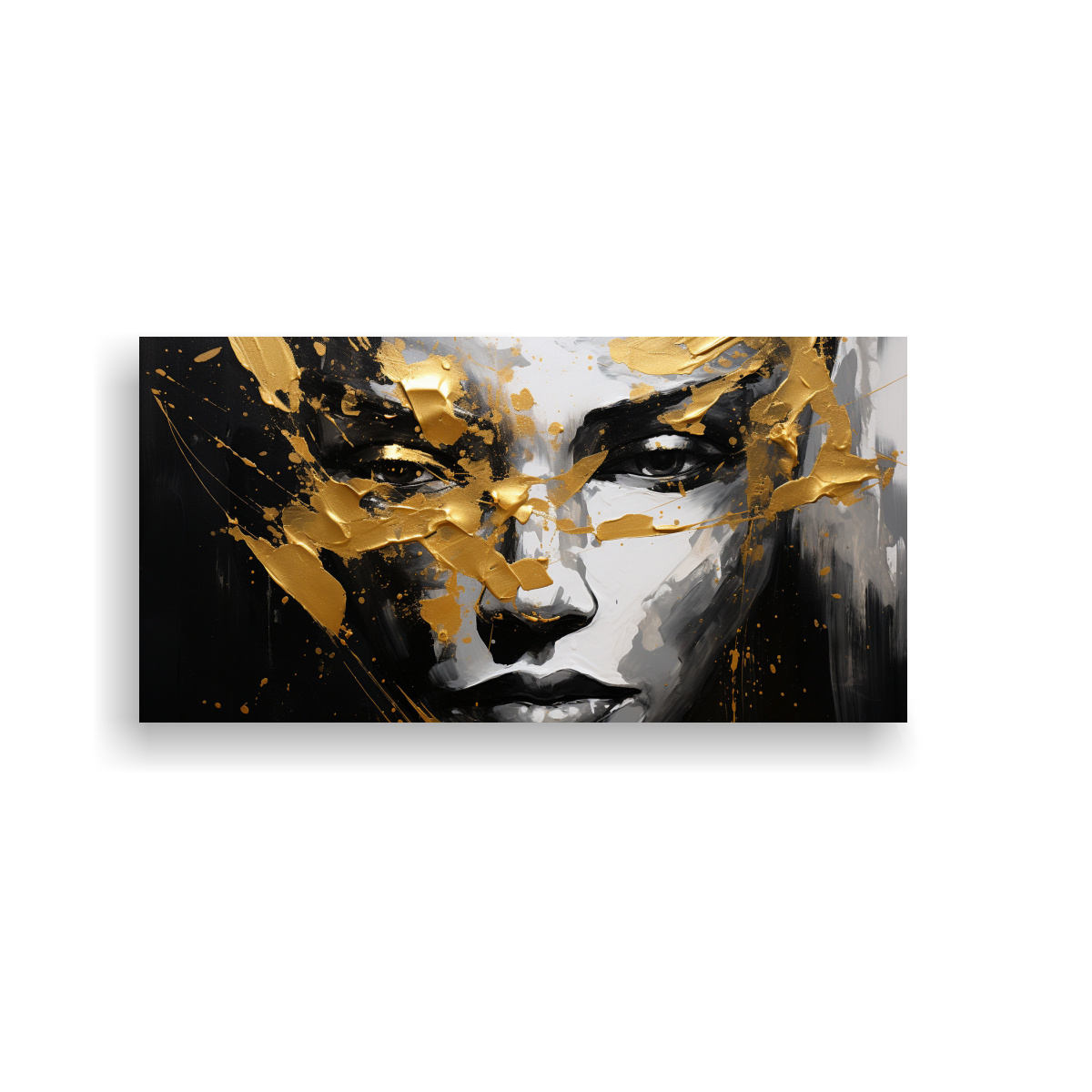 cuadro-abstracto-perspectiva-contornos-faciales-y-salpicaduras-doradas-y-negras