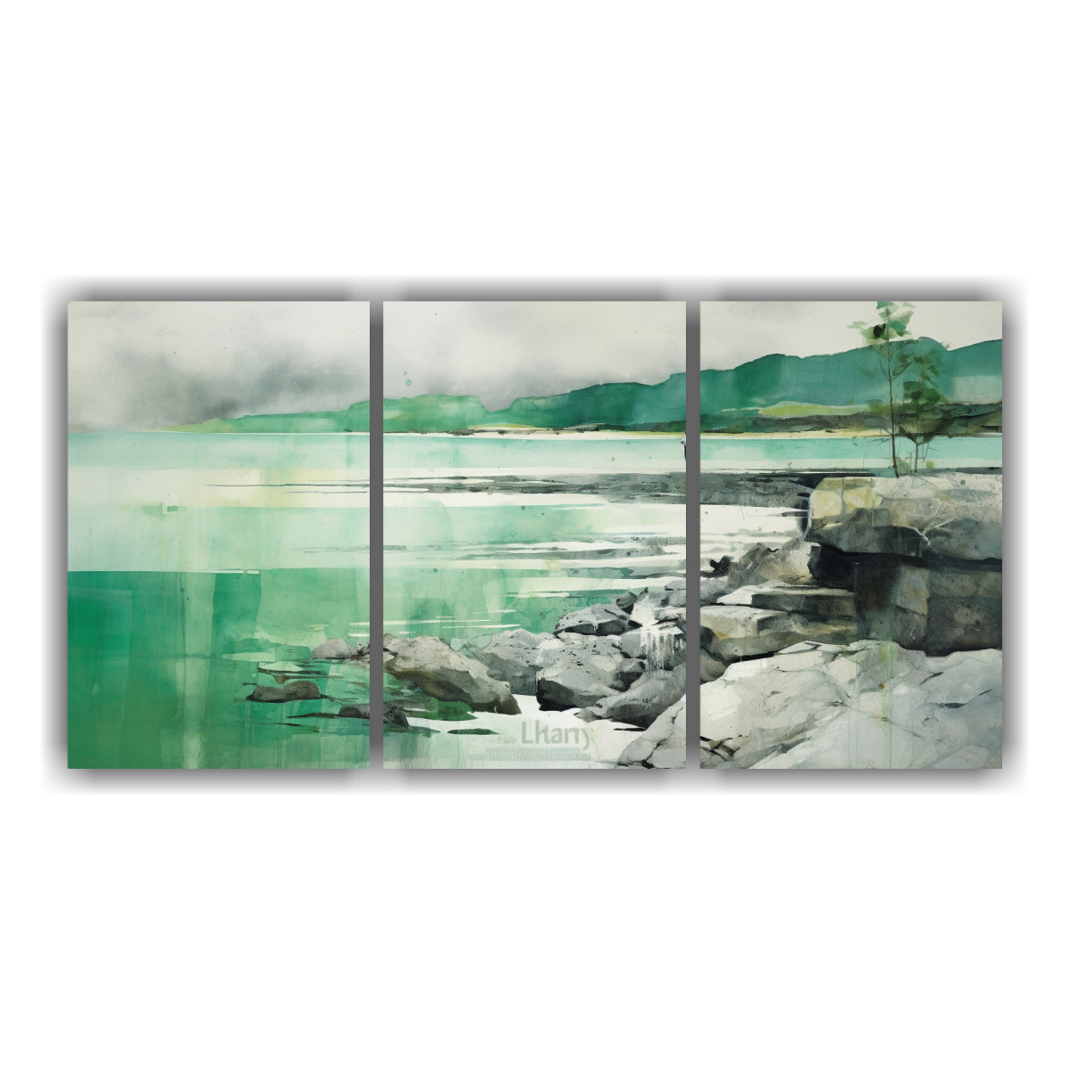 cuadro-acuarela-impactante-con-verde-turquesa-y-plateado