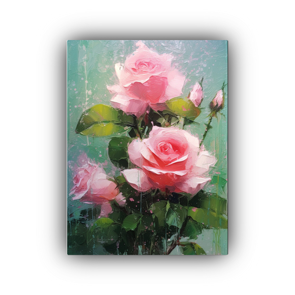 cuadro-belleza-con-3-rosas-rosas-y-verde