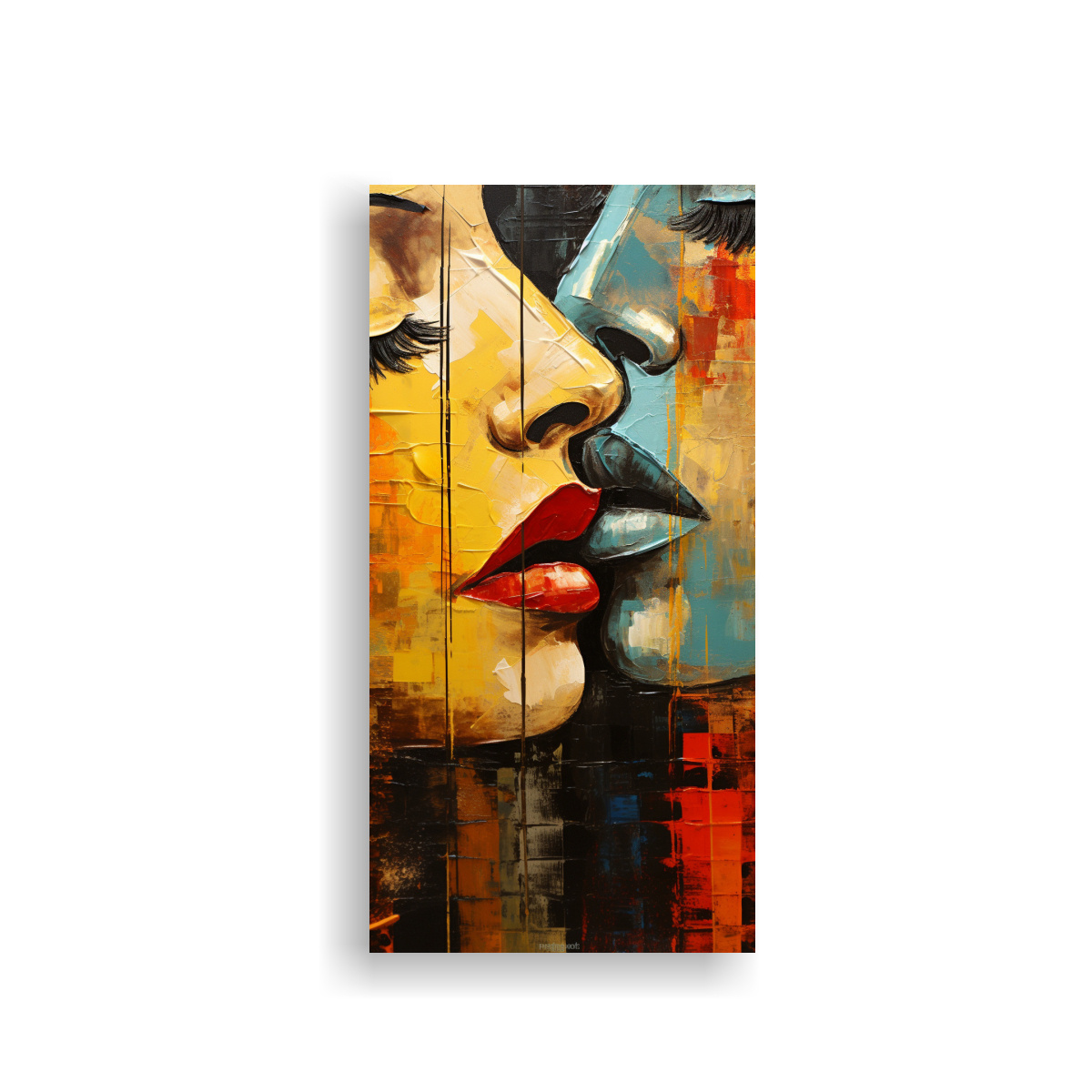 cuadro-beso-acuarela-equilibrio-abstracto