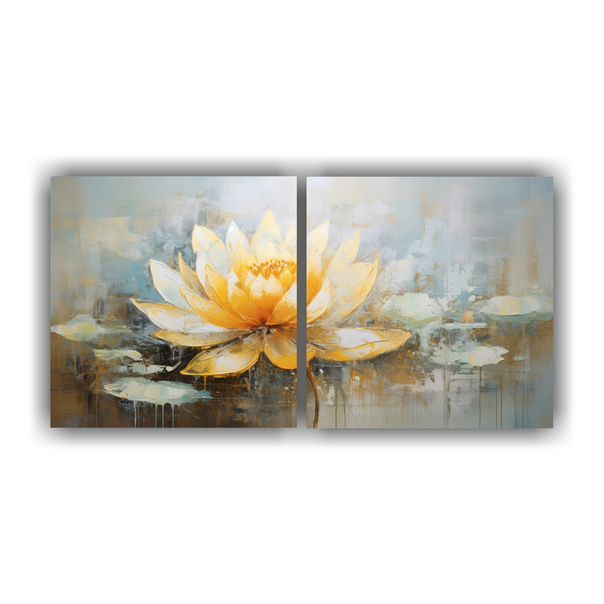 cuadro-calidos-interiores-estilo-pintura-de-loto-amarillo-en-lienzo