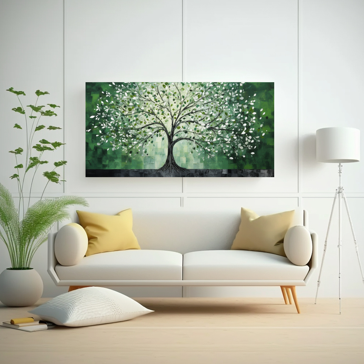 cuadro-conceptual-calma-rbol-en-verde-y-plata-1