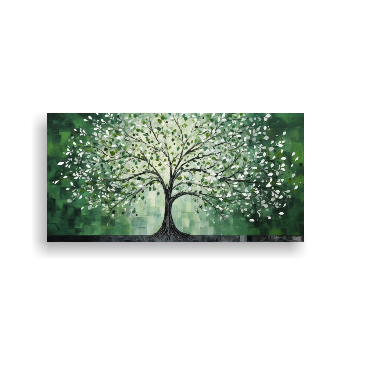 cuadro-conceptual-calma-rbol-en-verde-y-plata