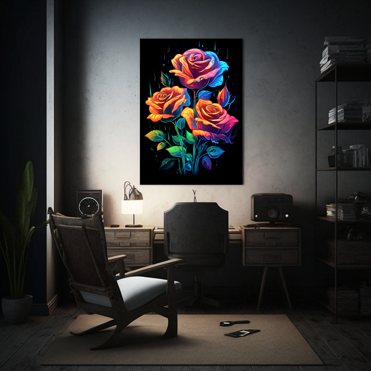 cuadro-conceptual-modernidad-con-rosas-ne-n-arte-en-lienzo-colorido-con-fondo-oscuro-y-nitidez-1-1