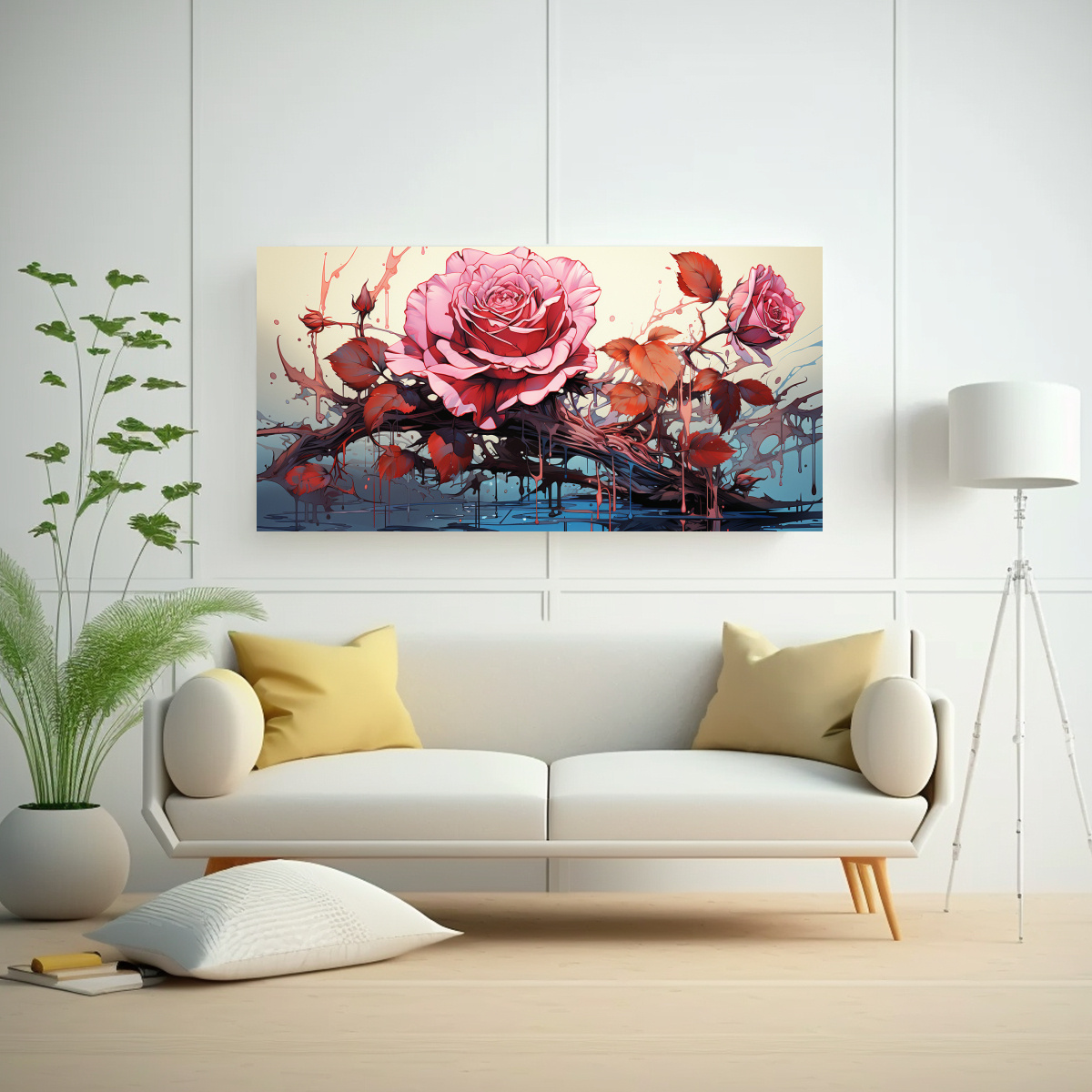 cuadro-de-arte-con-una-combinaci-n-c-lida-de-un-dibujo-de-rosa-con-gotas-goteando-en-l-en-pinturas-de-decoraci-n-de-estilo-s-1-1