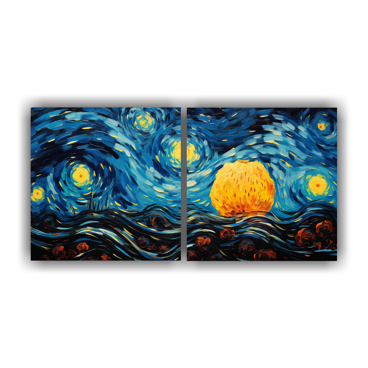 cuadro-de-bastidor-con-finas-l-neas-inspirado-en-la-noche-estrellada-de-blackberry-fruit-vince