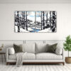 cuadro-de-decoraci-n-line-drawing-bosque-nevado-monta-a-arroyo-bl-1