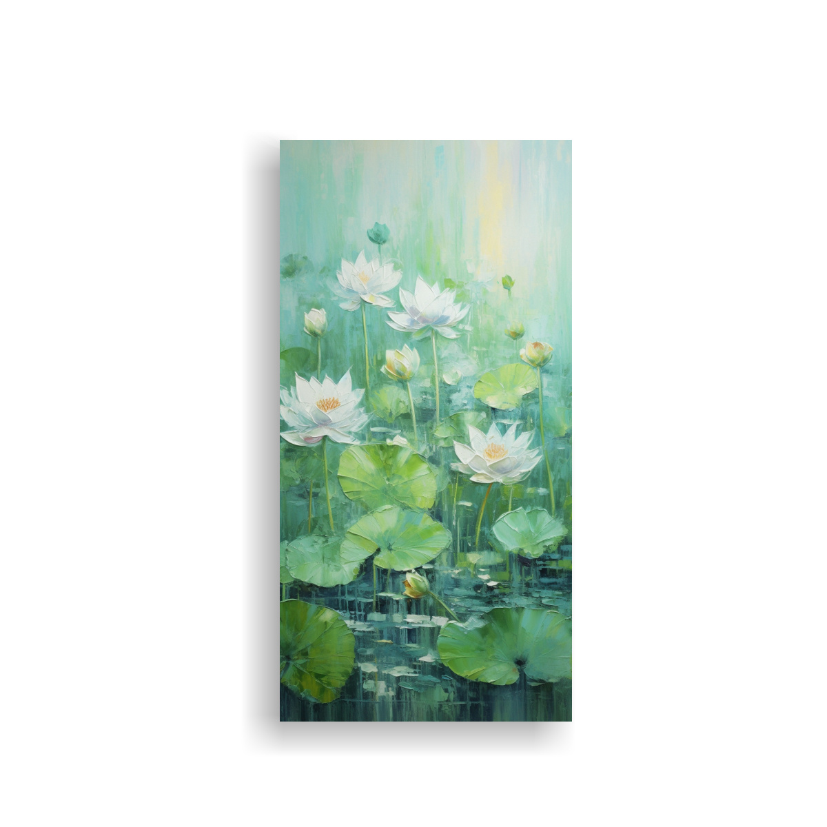 cuadro-de-l-neas-finas-bonito-de-un-loto-verde-en-lienzo-al-estilo-de-pinturas-decorativas