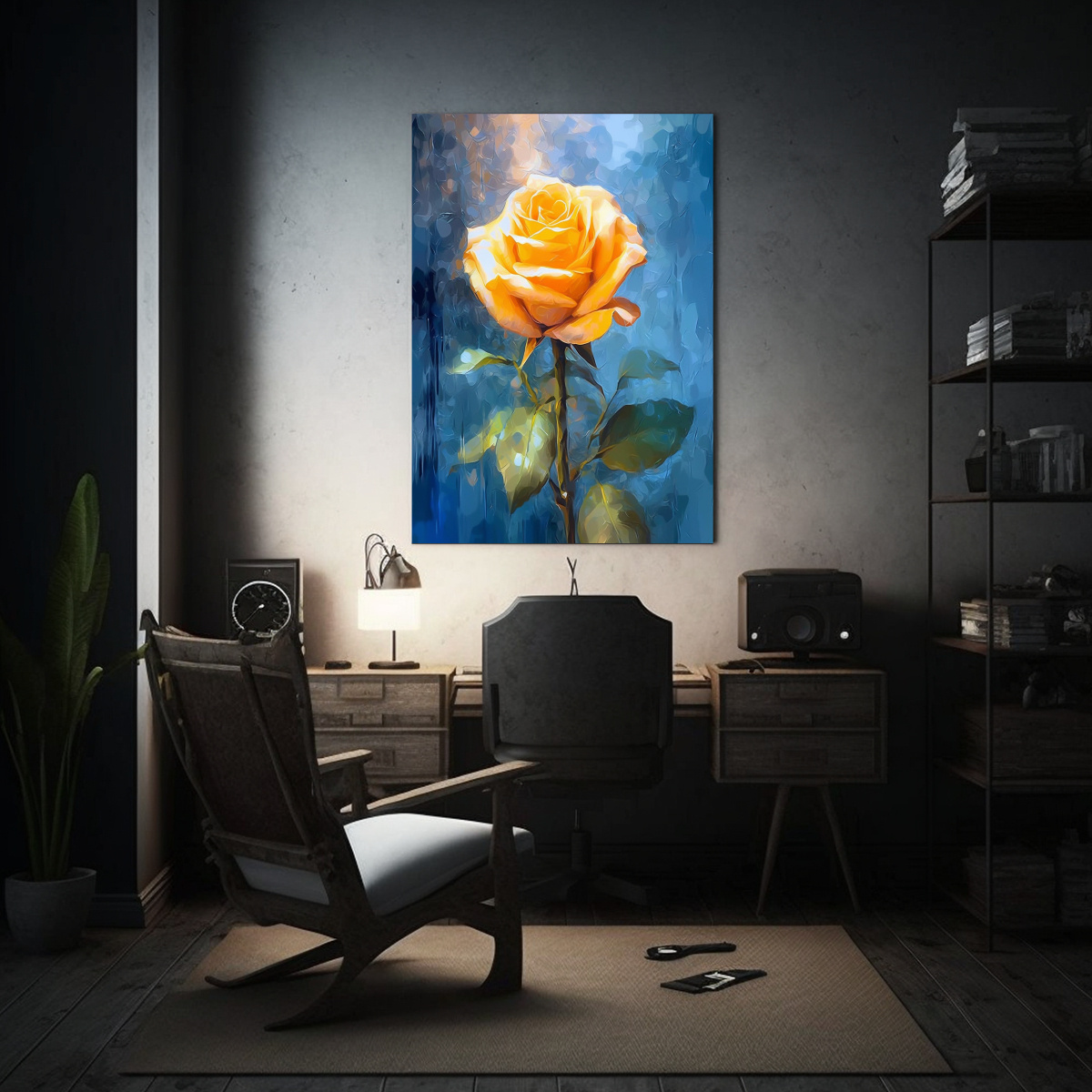 cuadro-de-leo-expresi-n-de-elegancia-rosa-amarilla-con-fondo-azul-1