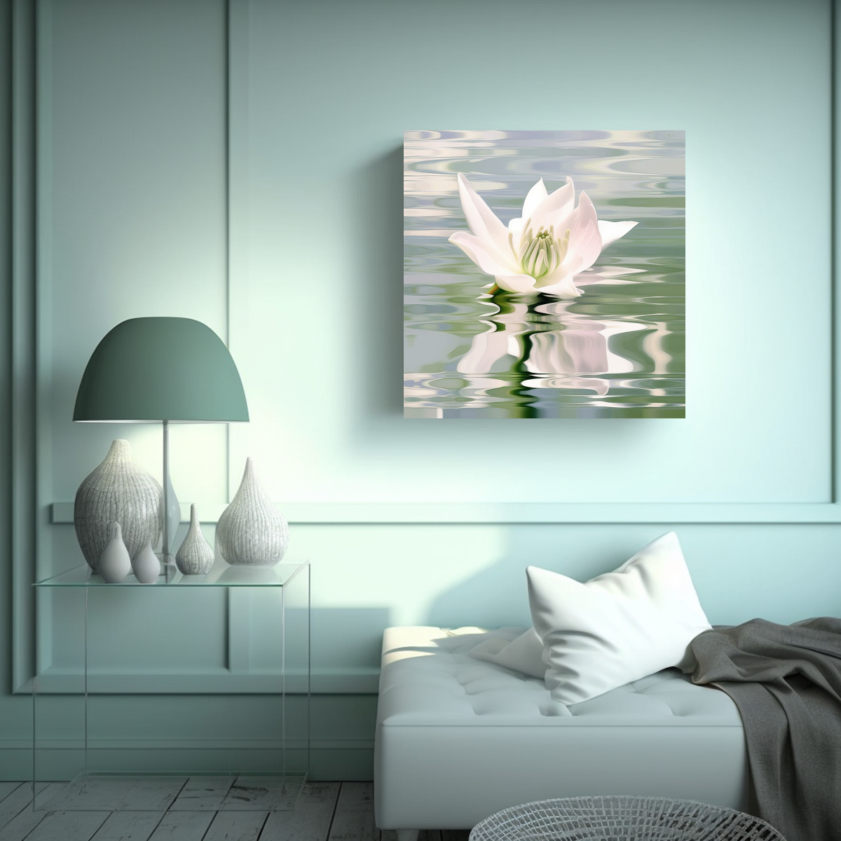 cuadro-de-lirio-blanco-en-agua-gris-estilo-oskar-fischin-1
