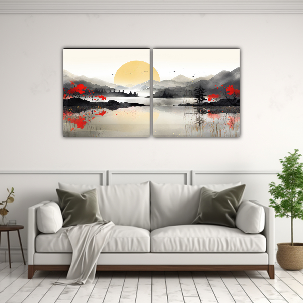 cuadro-de-monta-as-reflejadas-en-un-paisaje-de-2-telas-1