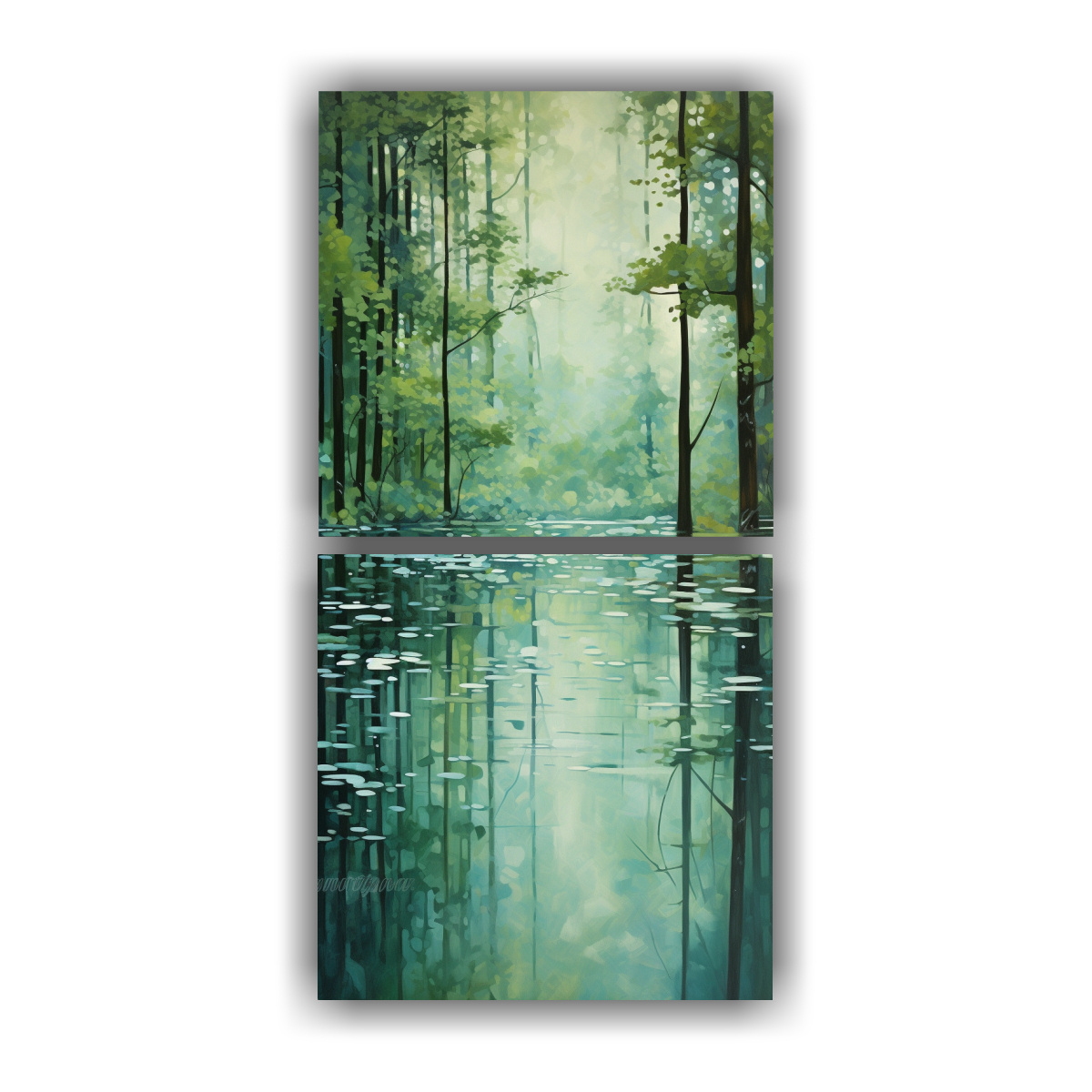 cuadro-de-pared-abstracto-de-un-sereno-estanque-en-el-bosque