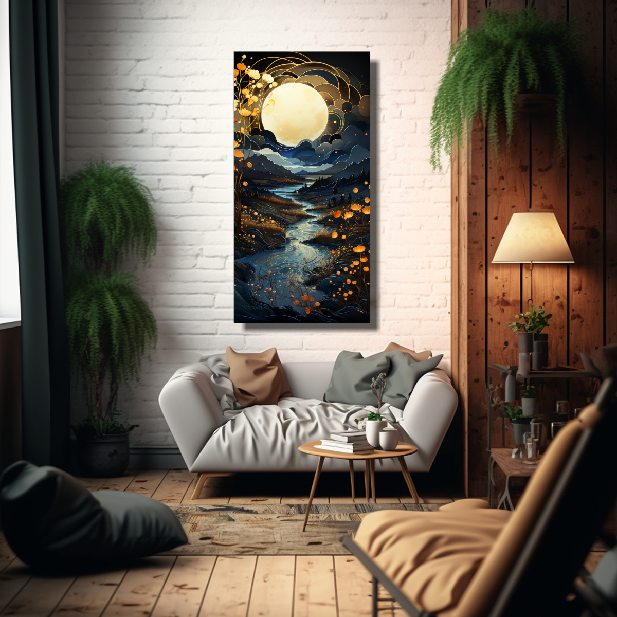 cuadro-de-pared-inspiraci-n-monta-a-paisaje-nocturno-de-fases-lunares-oro-1