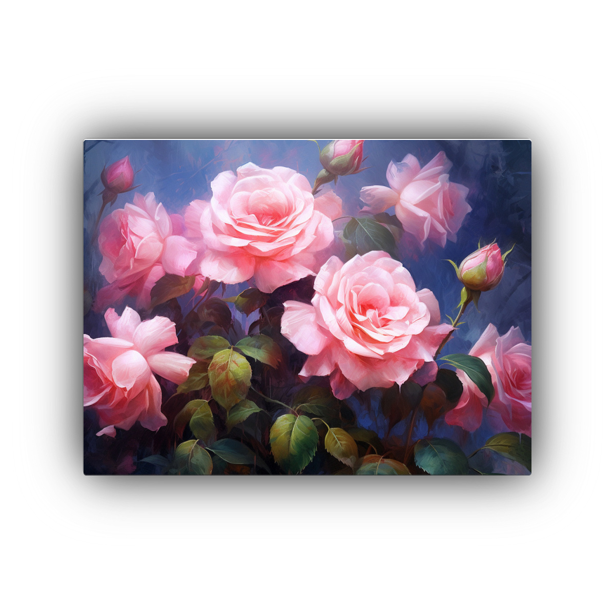 cuadro-de-rosas-rosadas-en-pared-gris-estilo-a-pintura