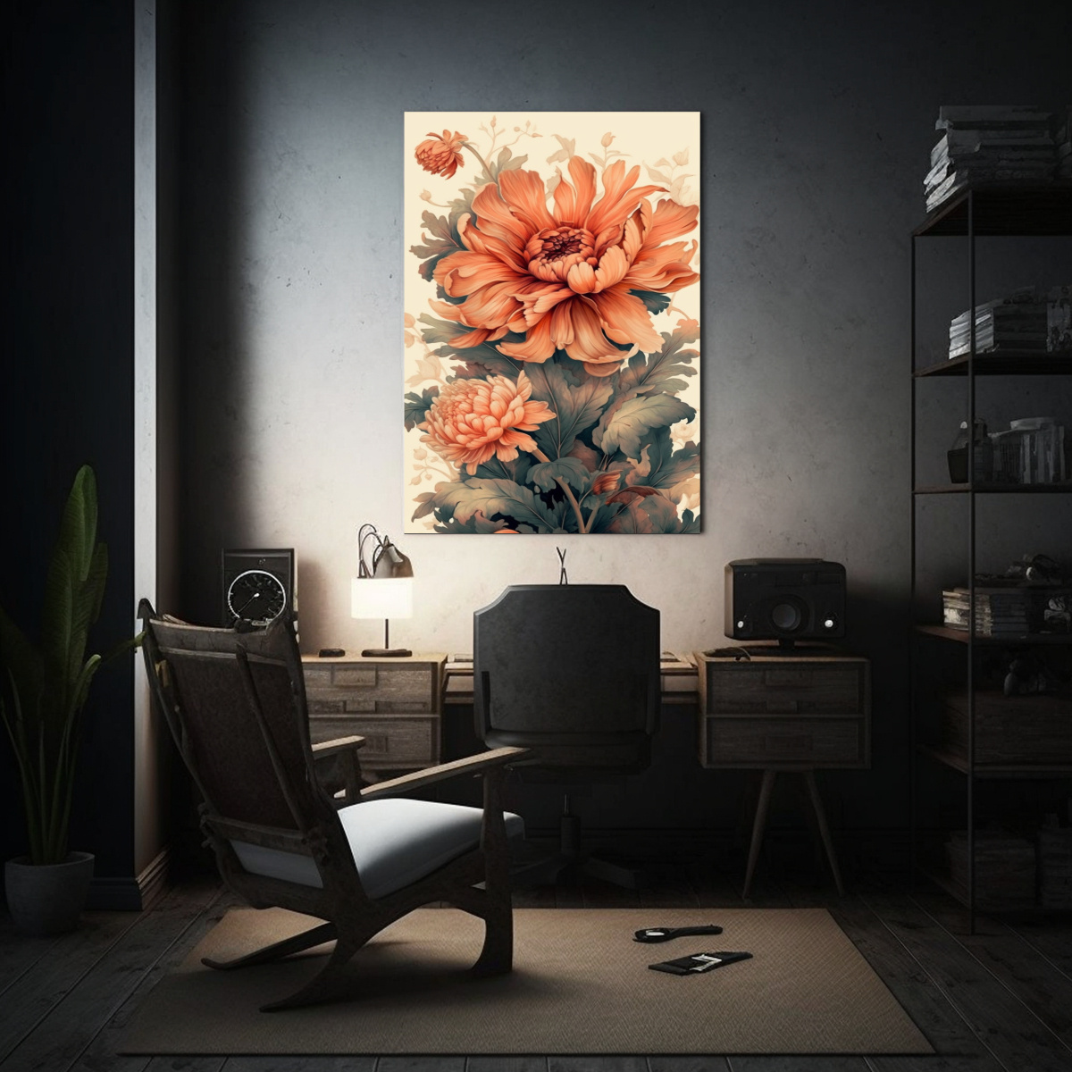 cuadro-de-tela-con-finas-l-neas-de-armon-a-y-una-flor-1